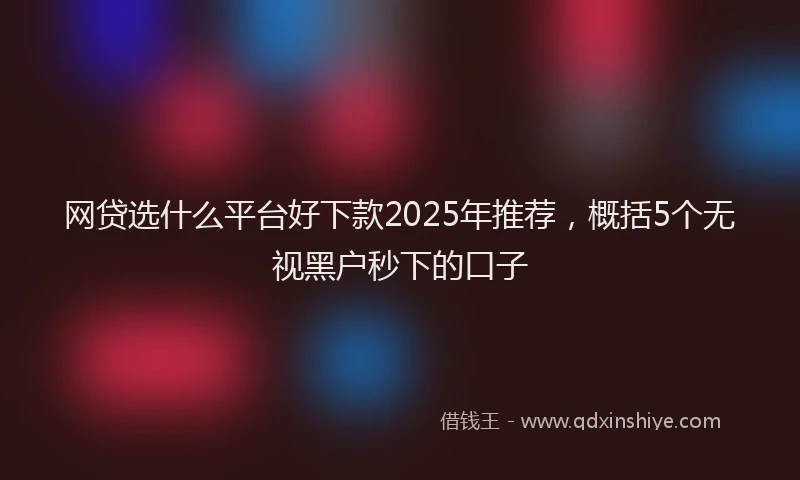 网贷选什么平台好下款2025年推荐，概括5个无视黑户秒下的口子