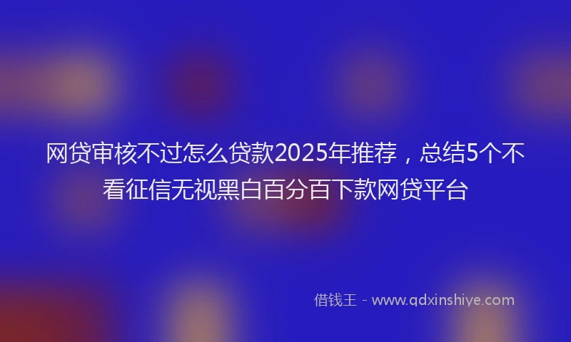 网贷审核不过怎么贷款2025年推荐，总结5个不看征信无视黑白百分百下款网贷平台