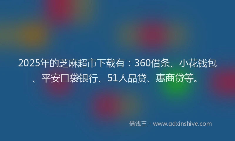 2025年的芝麻超市下载有：360借条、小花钱包、平安口袋银行、51人品贷、惠商贷等。