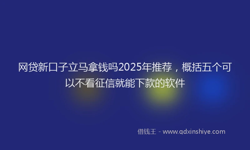 网贷新口子立马拿钱吗2025年推荐，概括五个可以不看征信就能下款的软件