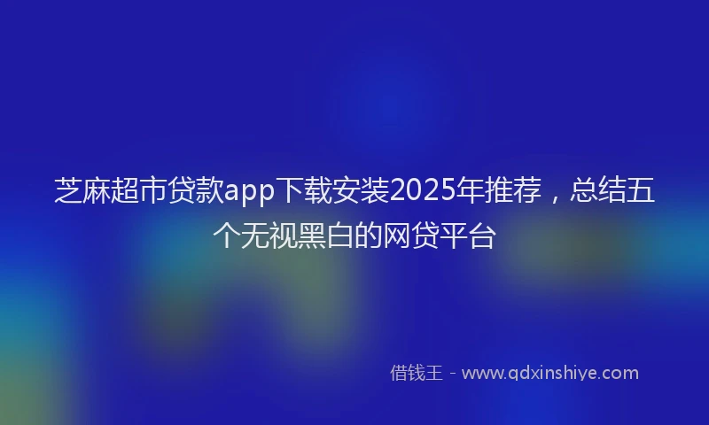 芝麻超市贷款app下载安装2025年推荐，总结五个无视黑白的网贷平台