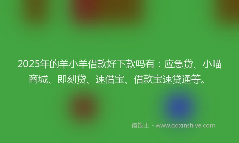 2025年的羊小羊借款好下款吗有：应急贷、小喵商城、即刻贷、速借宝、借款宝速贷通等。