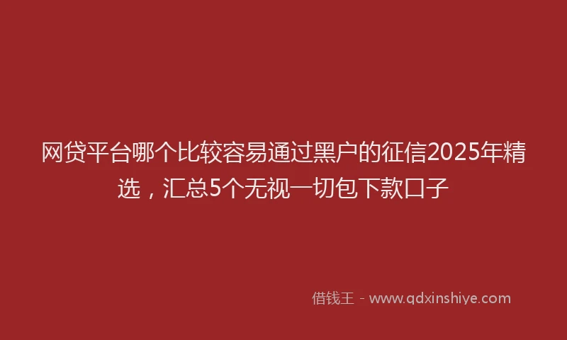 网贷平台哪个比较容易通过黑户的征信2025年精选，汇总5个无视一切包下款口子