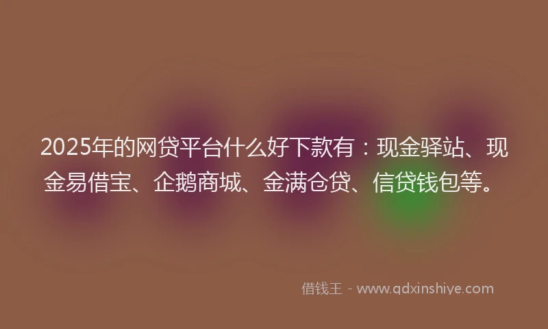 2025年的网贷平台什么好下款有：现金驿站、现金易借宝、企鹅商城、金满仓贷、信贷钱包等。