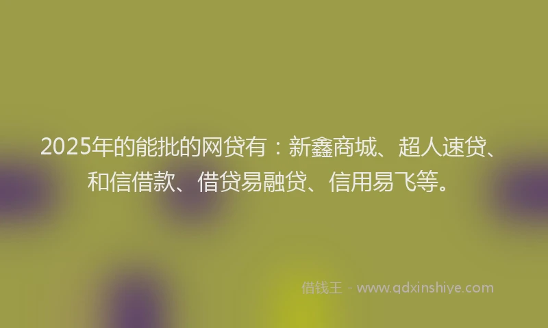 2025年的能批的网贷有：新鑫商城、超人速贷、和信借款、借贷易融贷、信用易飞等。