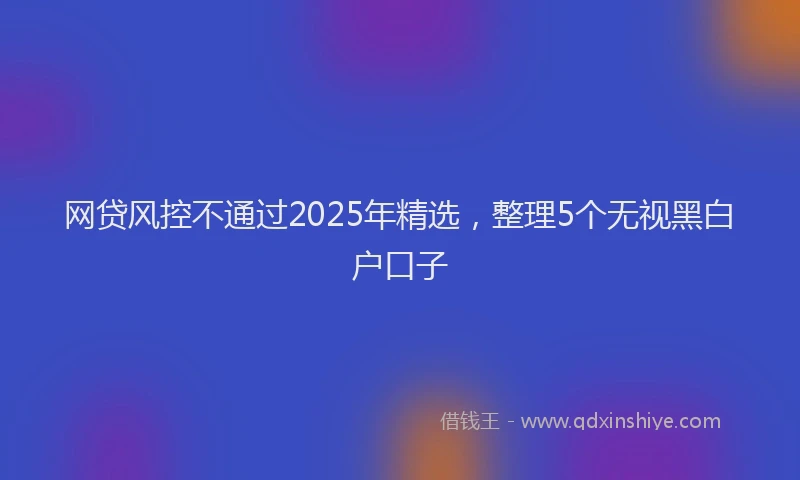 网贷风控不通过2025年精选，整理5个无视黑白户口子