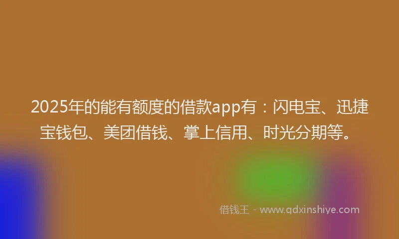 2025年的能有额度的借款app有：闪电宝、迅捷宝钱包、美团借钱、掌上信用、时光分期等。