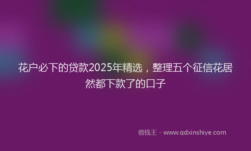 花户必下的贷款2025年精选，整理五个征信花居然都下款了的口子