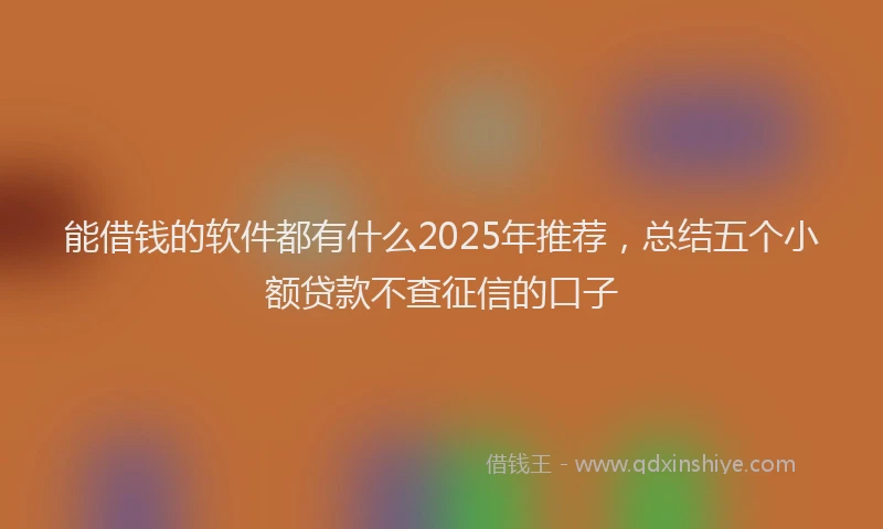 能借钱的软件都有什么2025年推荐，总结五个小额贷款不查征信的口子