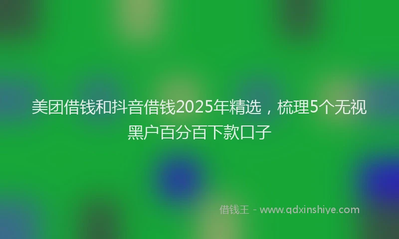美团借钱和抖音借钱2025年精选，梳理5个无视黑户百分百下款口子