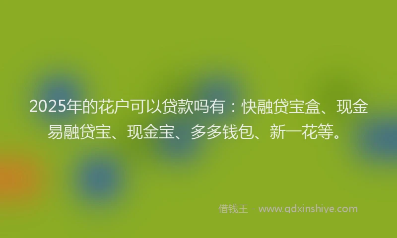 2025年的花户可以贷款吗有：快融贷宝盒、现金易融贷宝、现金宝、多多钱包、新一花等。