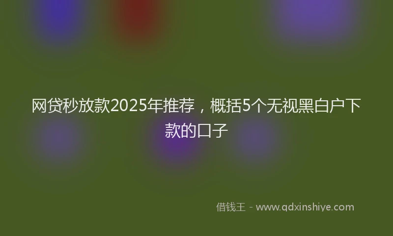网贷秒放款2025年推荐，概括5个无视黑白户下款的口子