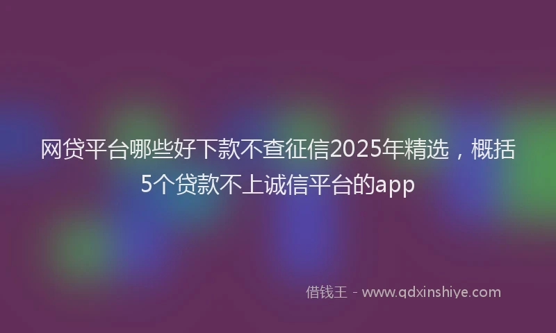 网贷平台哪些好下款不查征信2025年精选，概括5个贷款不上诚信平台的app