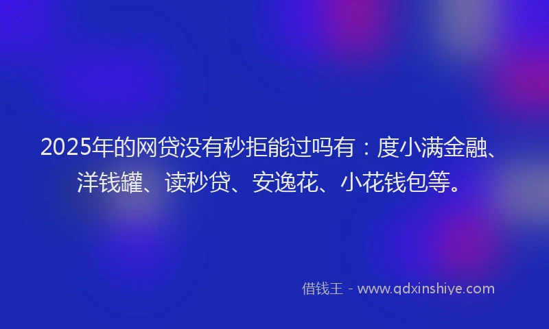 2025年的网贷没有秒拒能过吗有：度小满金融、洋钱罐、读秒贷、安逸花、小花钱包等。