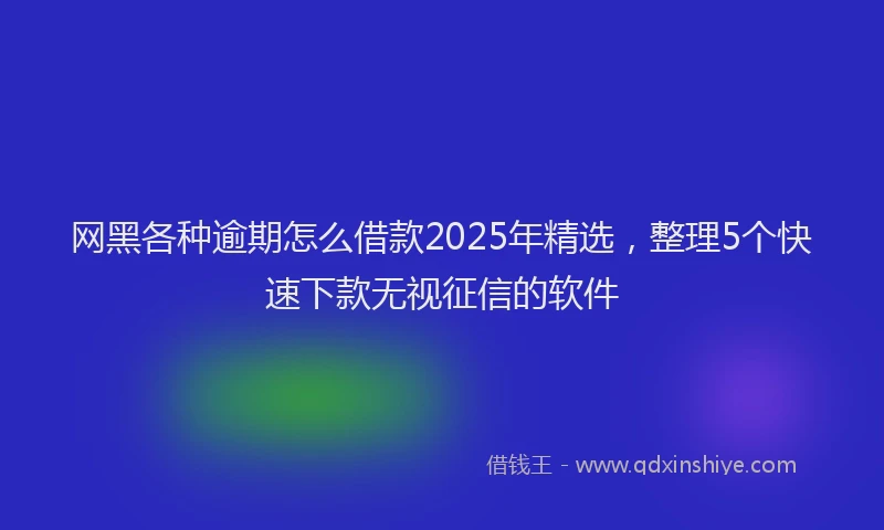 网黑各种逾期怎么借款2025年精选，整理5个快速下款无视征信的软件