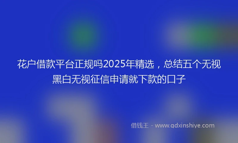花户借款平台正规吗2025年精选，总结五个无视黑白无视征信申请就下款的口子