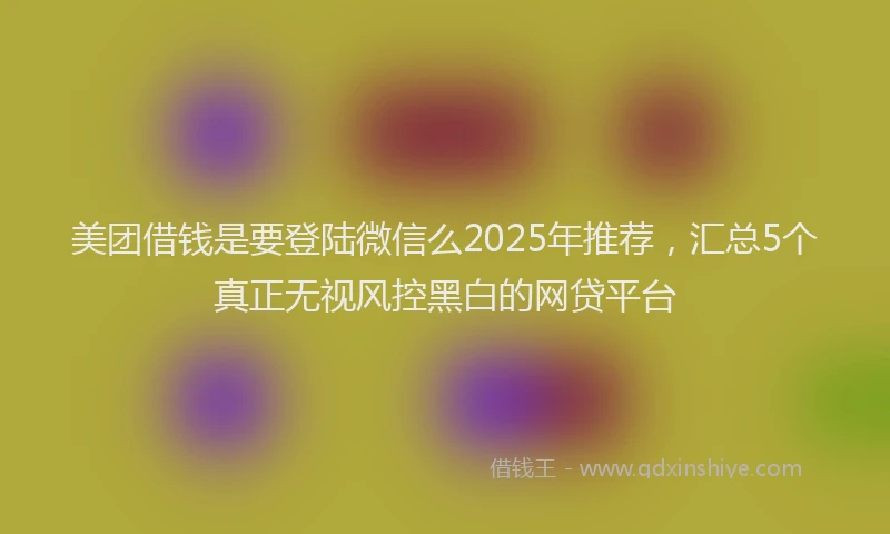 美团借钱是要登陆微信么2025年推荐，汇总5个真正无视风控黑白的网贷平台