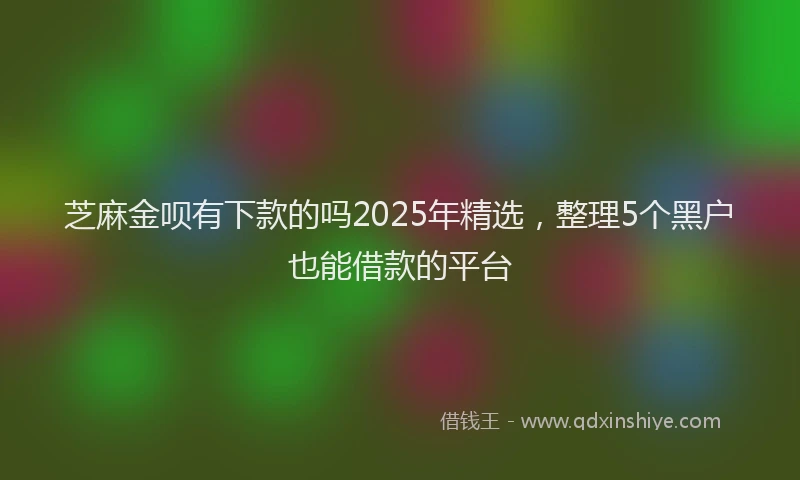 芝麻金呗有下款的吗2025年精选，整理5个黑户也能借款的平台