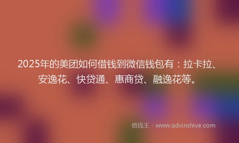 2025年的美团如何借钱到微信钱包有：拉卡拉、安逸花、快贷通、惠商贷、融逸花等。