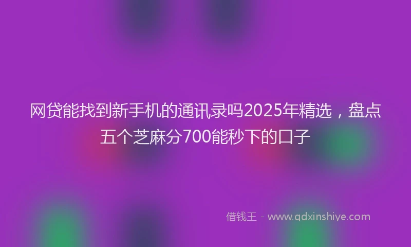 网贷能找到新手机的通讯录吗2025年精选，盘点五个芝麻分700能秒下的口子