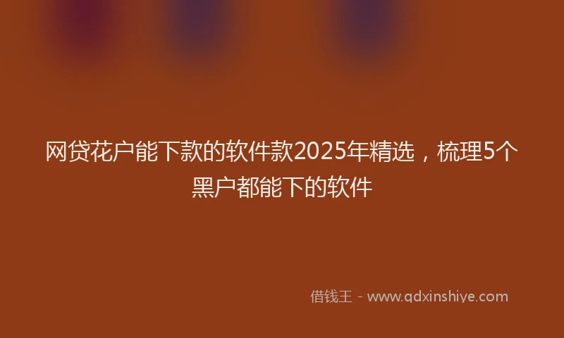 网贷花户能下款的软件款2025年精选，梳理5个黑户都能下的软件