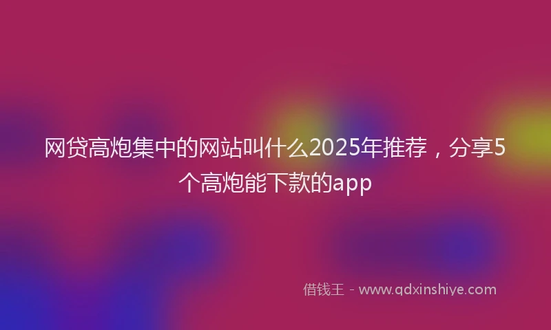 网贷高炮集中的网站叫什么2025年推荐，分享5个高炮能下款的app