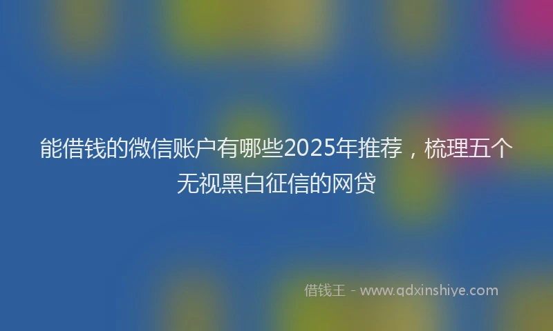 能借钱的微信账户有哪些2025年推荐，梳理五个无视黑白征信的网贷