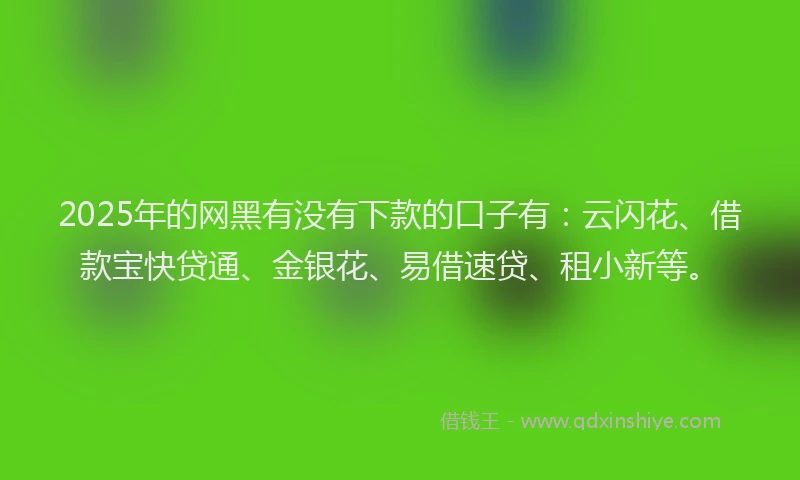 2025年的网黑有没有下款的口子有：云闪花、借款宝快贷通、金银花、易借速贷、租小新等。
