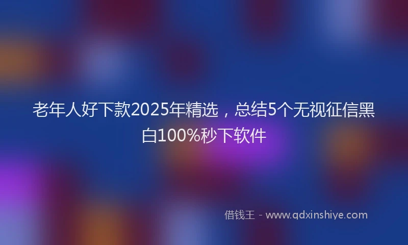 老年人好下款2025年精选，总结5个无视征信黑白100%秒下软件