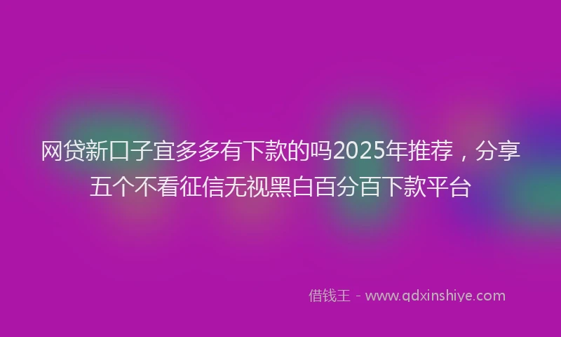 网贷新口子宜多多有下款的吗2025年推荐，分享五个不看征信无视黑白百分百下款平台