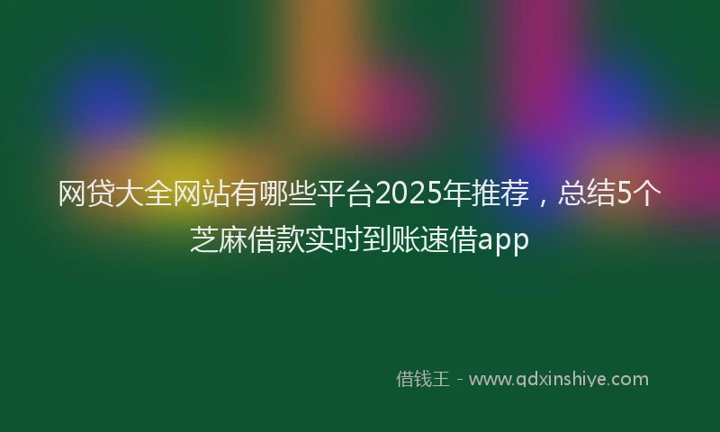 网贷大全网站有哪些平台2025年推荐，总结5个芝麻借款实时到账速借app