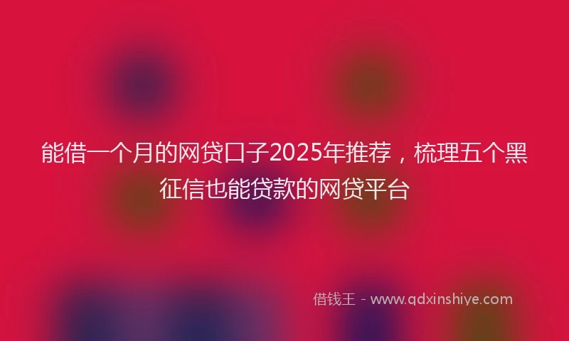 能借一个月的网贷口子2025年推荐，梳理五个黑征信也能贷款的网贷平台