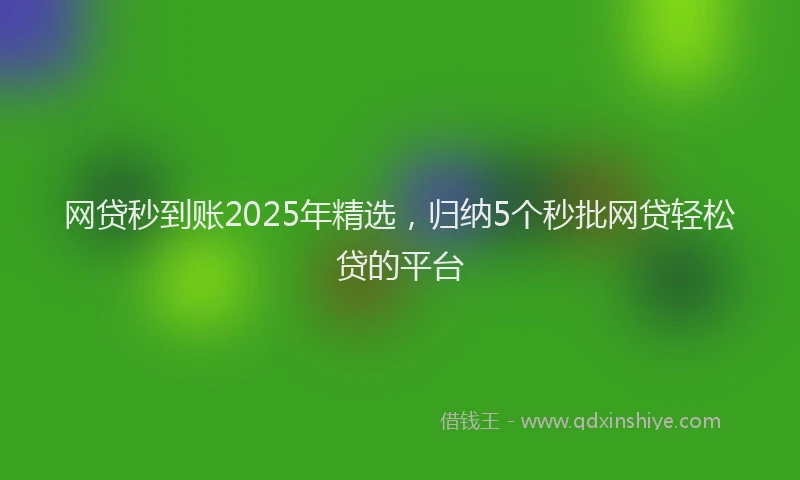 网贷秒到账2025年精选，归纳5个秒批网贷轻松贷的平台