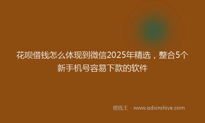 花呗借钱怎么体现到微信2025年精选，整合5个新手机号容易下款的软件