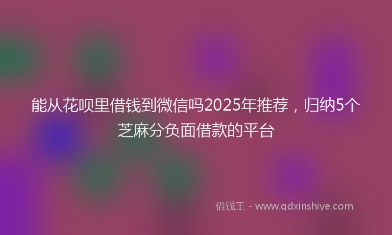 能从花呗里借钱到微信吗2025年推荐，归纳5个芝麻分负面借款的平台