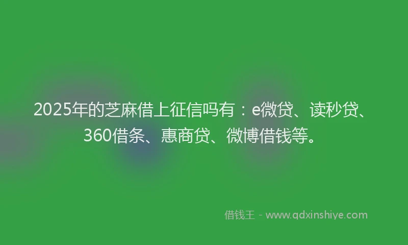 2025年的芝麻借上征信吗有：e微贷、读秒贷、360借条、惠商贷、微博借钱等。