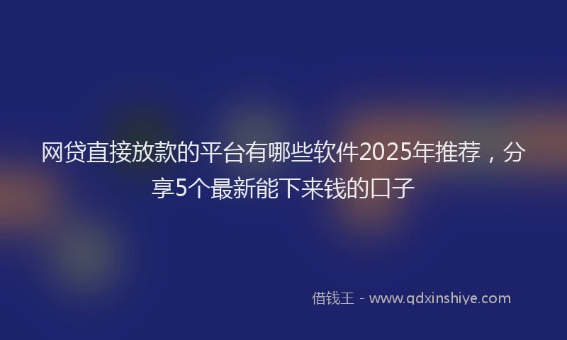 网贷直接放款的平台有哪些软件2025年推荐，分享5个最新能下来钱的口子