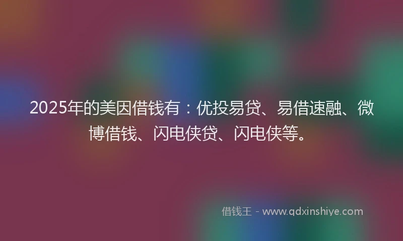 2025年的美因借钱有：优投易贷、易借速融、微博借钱、闪电侠贷、闪电侠等。