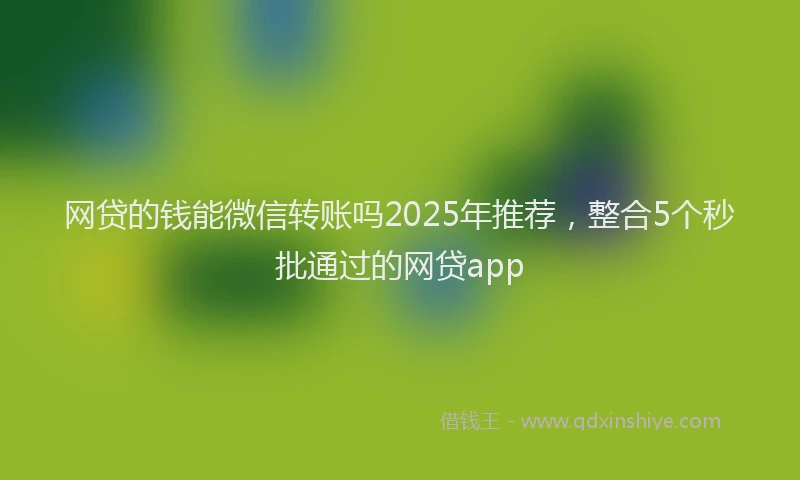 网贷的钱能微信转账吗2025年推荐，整合5个秒批通过的网贷app