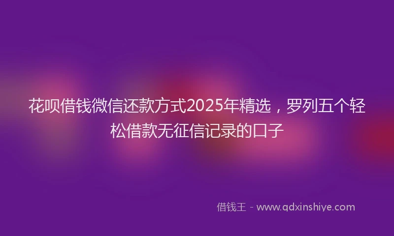 花呗借钱微信还款方式2025年精选，罗列五个轻松借款无征信记录的口子
