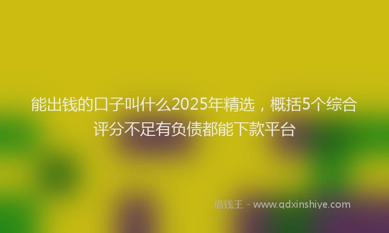 能出钱的口子叫什么2025年精选，概括5个综合评分不足有负债都能下款平台