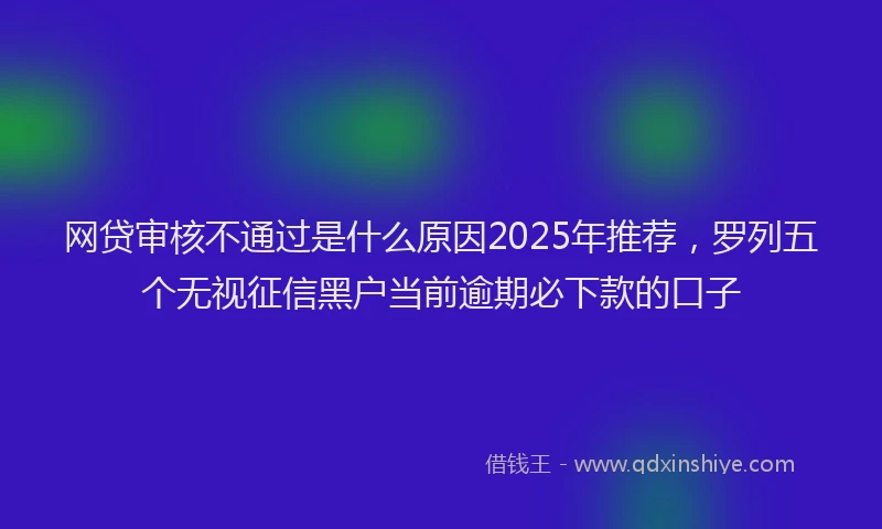 网贷审核不通过是什么原因2025年推荐，罗列五个无视征信黑户当前逾期必下款的口子