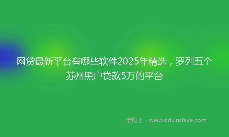 网贷最新平台有哪些软件2025年精选，罗列五个苏州黑户贷款5万的平台