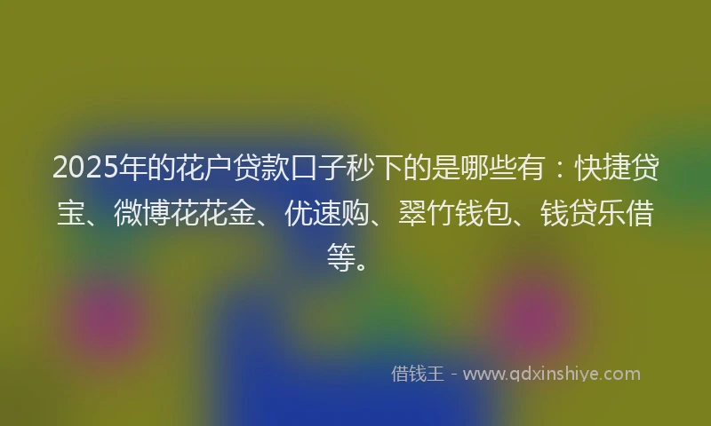 2025年的花户贷款口子秒下的是哪些有：快捷贷宝、微博花花金、优速购、翠竹钱包、钱贷乐借等。