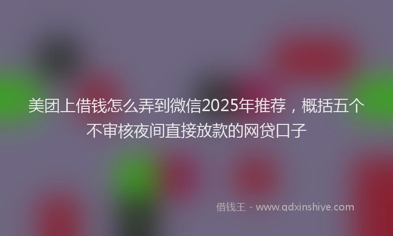 美团上借钱怎么弄到微信2025年推荐，概括五个不审核夜间直接放款的网贷口子