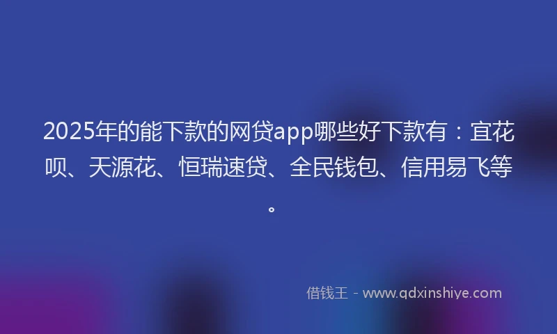 2025年的能下款的网贷app哪些好下款有：宜花呗、天源花、恒瑞速贷、全民钱包、信用易飞等。