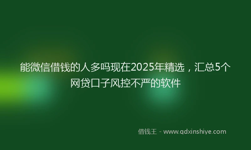能微信借钱的人多吗现在2025年精选，汇总5个网贷口子风控不严的软件