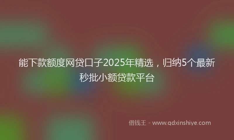 能下款额度网贷口子2025年精选，归纳5个最新秒批小额贷款平台