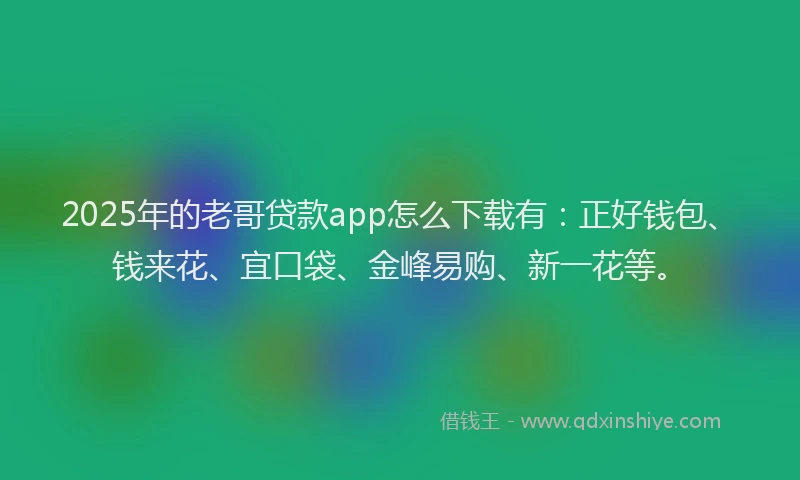 2025年的老哥贷款app怎么下载有：正好钱包、钱来花、宜口袋、金峰易购、新一花等。