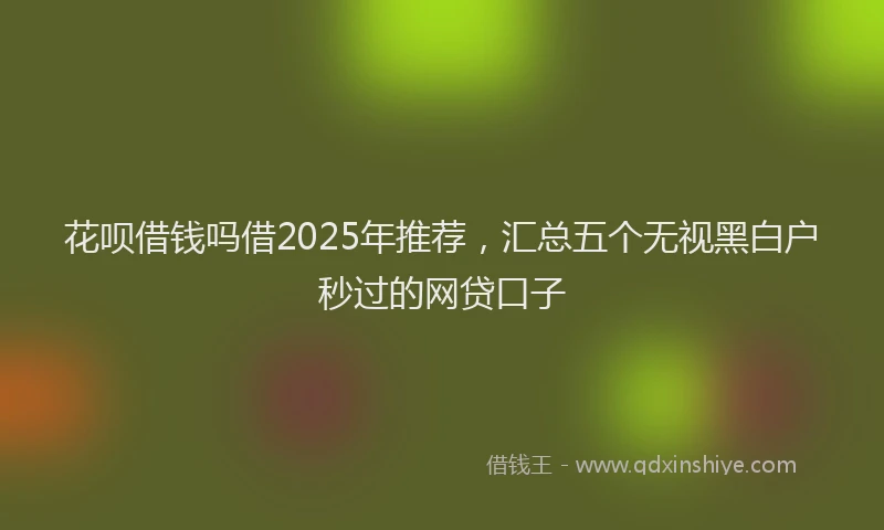 花呗借钱吗借2025年推荐，汇总五个无视黑白户秒过的网贷口子